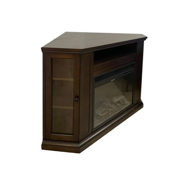 Camino elettrico caminetto da terra ad angolo MADISON in legno Marrone L126 x P78 x H83 - immagine 2