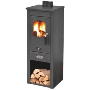 Stufa A Legna 7 kW In Acciaio E Blist Lux LM Antracite Con Portalegna Slim