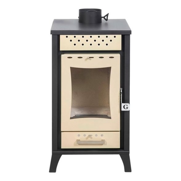 Stufa A Legna In Acciaio 15 kW Olga Beige 45,5x48,5xh91 Uscita Fumi Superiore - immagine 3