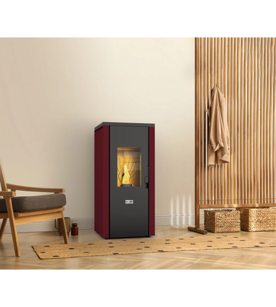 Stufa a pellet ermetica canadian stove "design evo" bordeaux 7 kw - immagine 2