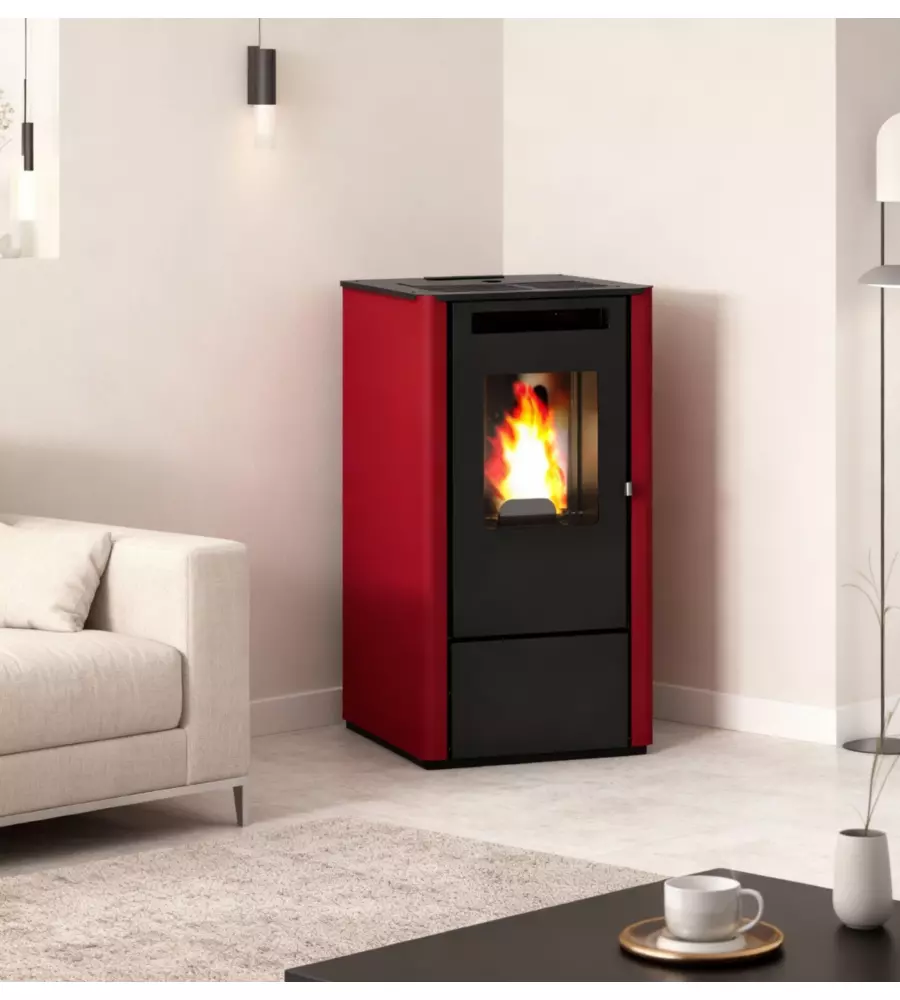 Stufa a pellet punto fuoco "thelma" bordeaux 8 kw - immagine 2