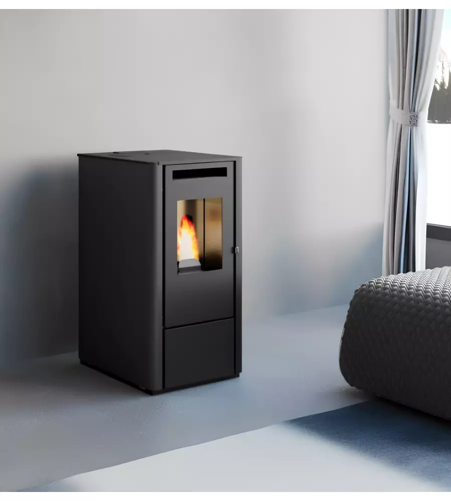 Stufa a pellet punto fuoco "thelma" nero 8 kw - immagine 2