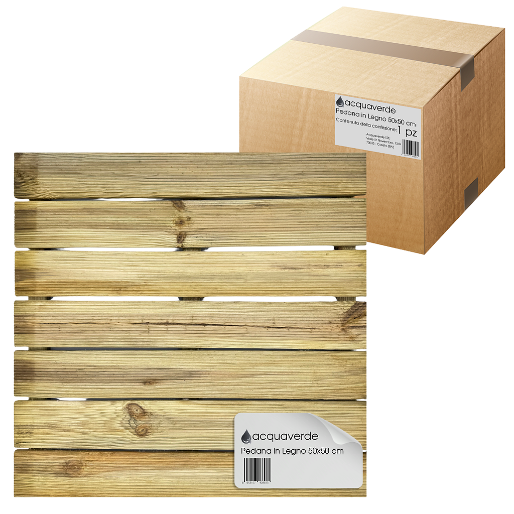 Pedana Doccia in Legno 50x50 cm per Esterno, Legno Impregnato in Autoclave, Resistente a Sole e Pioggia, Pavimento Modulare, Facile da Installare