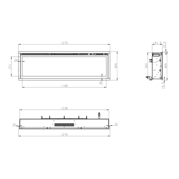 Camino elettrico da parete a incasso frontale CHICAGO130 L127 x P14 x H45 cm - immagine 8