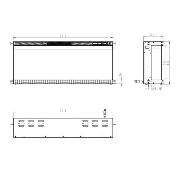 Camino elettrico da parete ad incasso 3 Lati BOSTON100 L101,6 x P20 x H44 cm - immagine 8