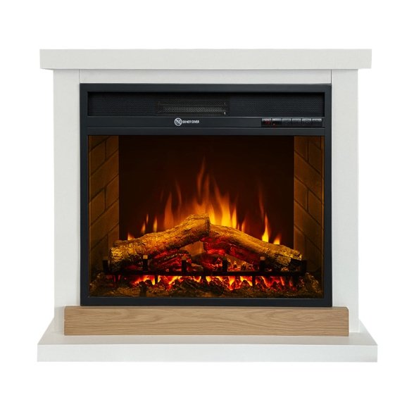 Camino elettrico da terra in legno bianco Stoccolma L75xP28xH70 cm