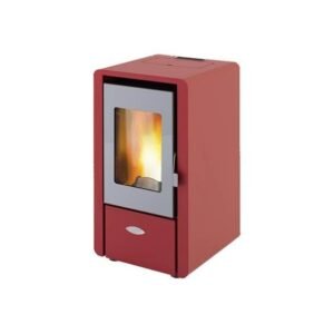 Stufa a pellet ad aria 6.15 kW King 60 bordeaux per ambienti fino a 55 mq